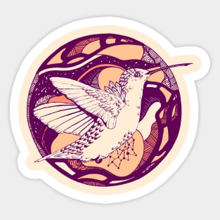 Peach Circle of The Hummingbird Sticker